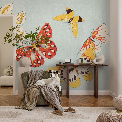 Wallpaper mural for living room with an artistic butterfly motif