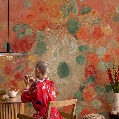 Wall mural for living room with an abstract floral design