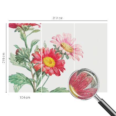 Wall mural for bedroom with delicate floral motif