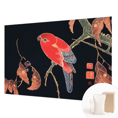 Non-woven photo wallpaper with an exotic bird design