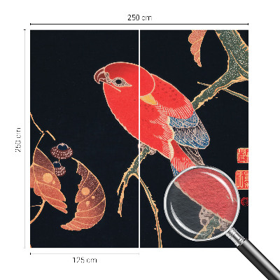 Non-woven photo wallpaper with an exotic bird design