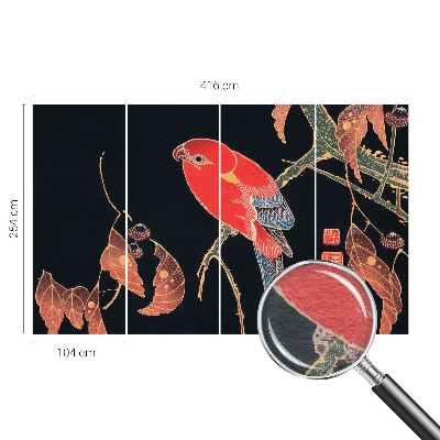 Non-woven photo wallpaper with an exotic bird design