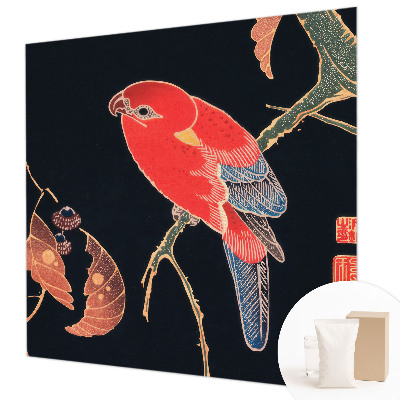 Non-woven photo wallpaper with an exotic bird design