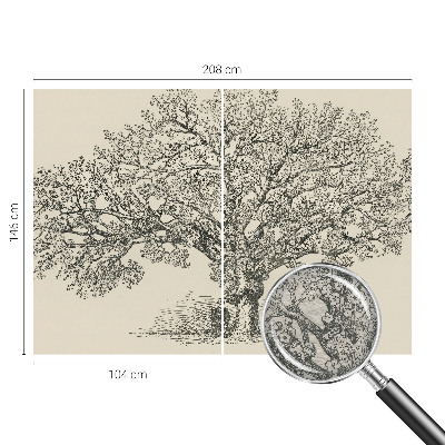 Photo wall mural with a tree illustration