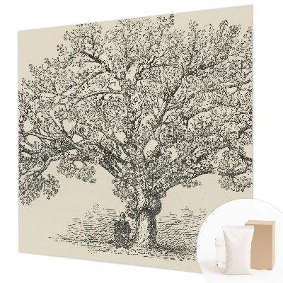 Photo wall mural with a tree illustration