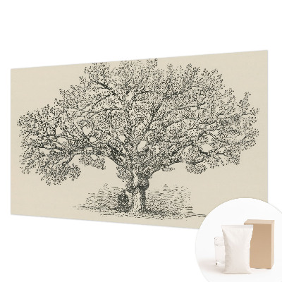 Photo wall mural with a tree illustration