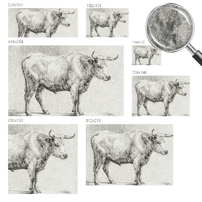 Wall mural for bedroom featuring a bull drawn in pencil style