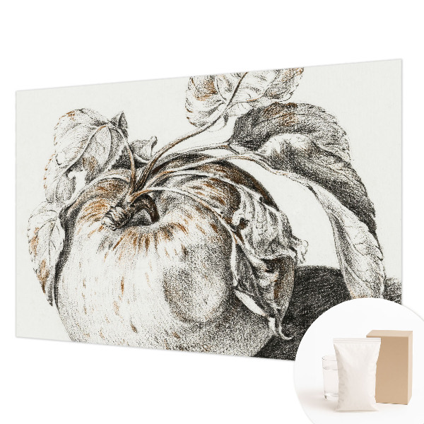 Wall mural for living room with an apple leaves pattern