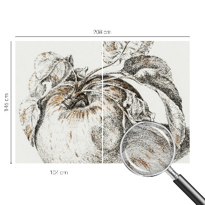 Wall mural for living room with an apple leaves pattern
