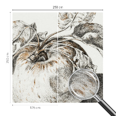 Wall mural for living room with an apple leaves pattern