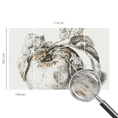 Wall mural for living room with an apple leaves pattern