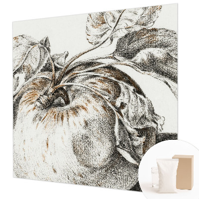 Wall mural for living room with an apple leaves pattern