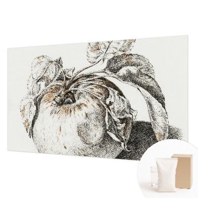 Wall mural for living room with an apple leaves pattern