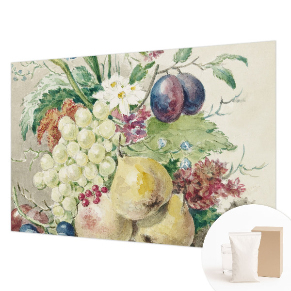 Wallpaper mural for living room with a flowers and fruits design