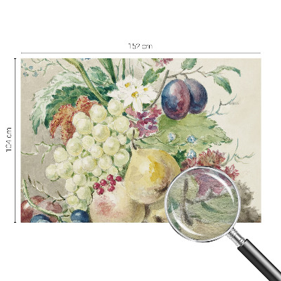 Wallpaper mural for living room with a flowers and fruits design