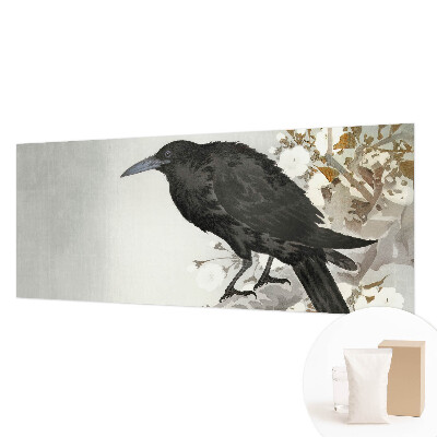 Bedroom wall mural wallpaper featuring a raven among flowers