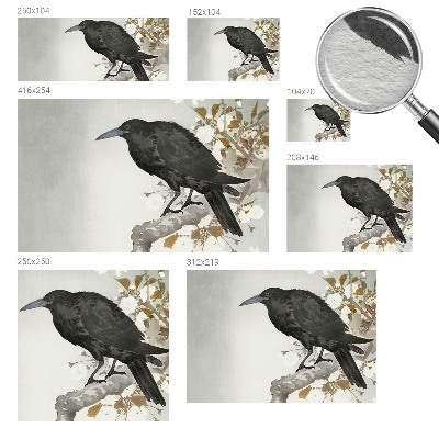 Bedroom wall mural wallpaper featuring a raven among flowers