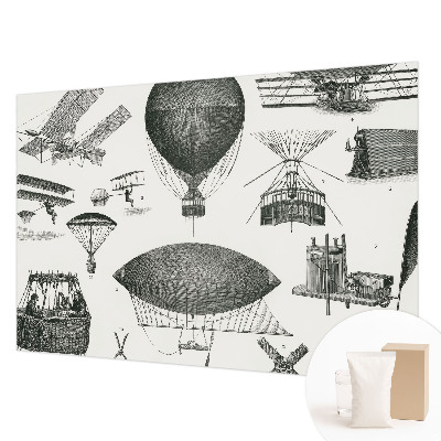 Large wallpaper mural featuring a history of aviation design