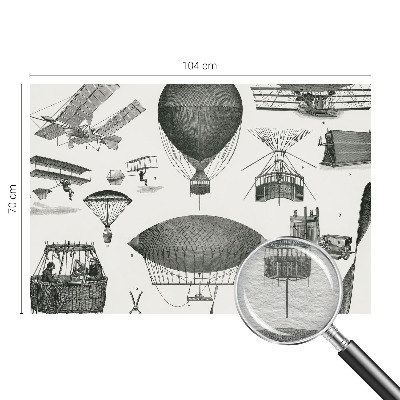 Large wallpaper mural featuring a history of aviation design