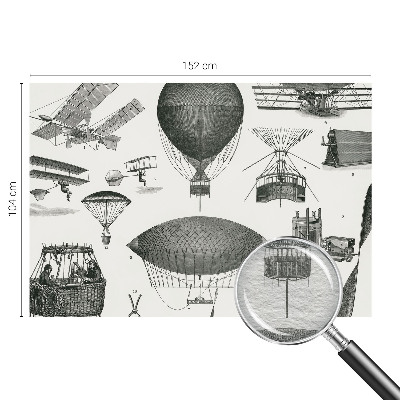 Large wallpaper mural featuring a history of aviation design