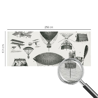 Large wallpaper mural featuring a history of aviation design