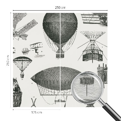Large wallpaper mural featuring a history of aviation design