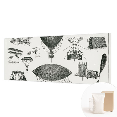 Large wallpaper mural featuring a history of aviation design