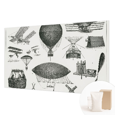 Large wallpaper mural featuring a history of aviation design