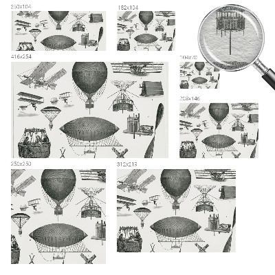 Large wallpaper mural featuring a history of aviation design