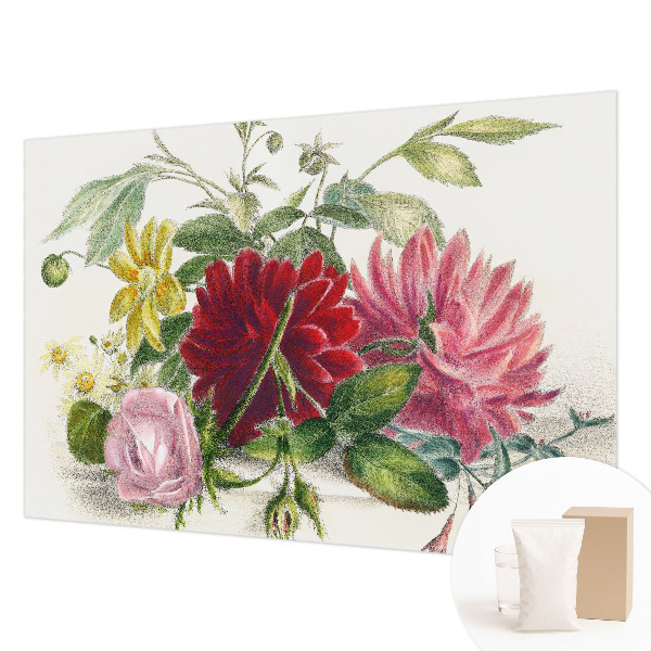 Large wall mural wallpaper with a flower bouquet design