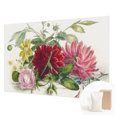 Large wall mural wallpaper with a flower bouquet design