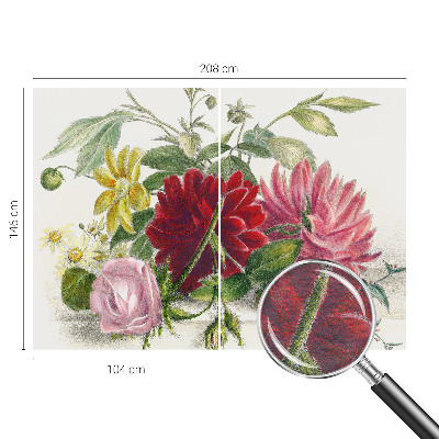 Large wall mural wallpaper with a flower bouquet design
