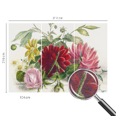 Large wall mural wallpaper with a flower bouquet design