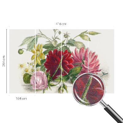 Large wall mural wallpaper with a flower bouquet design
