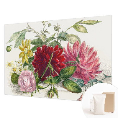 Large wall mural wallpaper with a flower bouquet design
