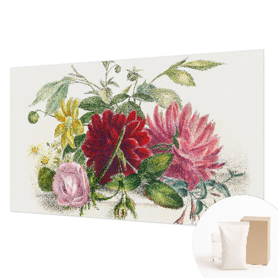 Large wall mural wallpaper with a flower bouquet design