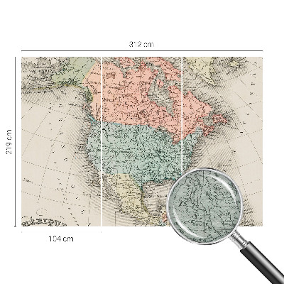 Custom size wall mural with a historical map design