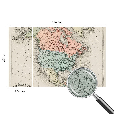 Custom size wall mural with a historical map design