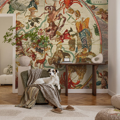 Modern wall mural for bedroom featuring star compositions