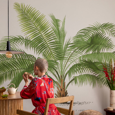 High quality wall mural wallpaper with a shiny palm tree design