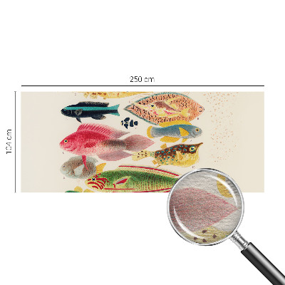 Decorative wall mural for living room with a colorful fish design