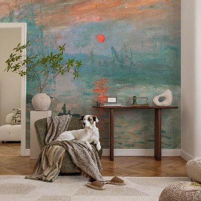 Non-woven wall mural with a port landscape motif