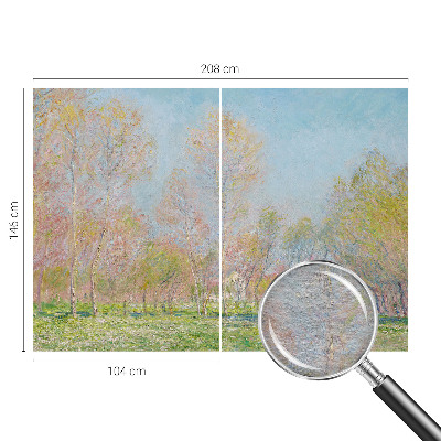 Non-woven photo wallpaper with a spring park motif