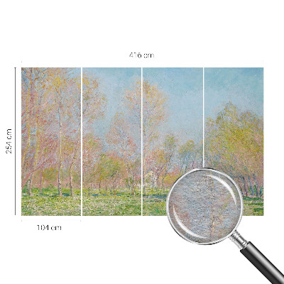 Non-woven photo wallpaper with a spring park motif