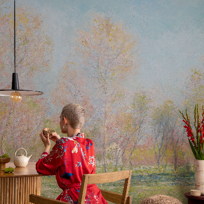 Non-woven photo wallpaper with a spring park motif