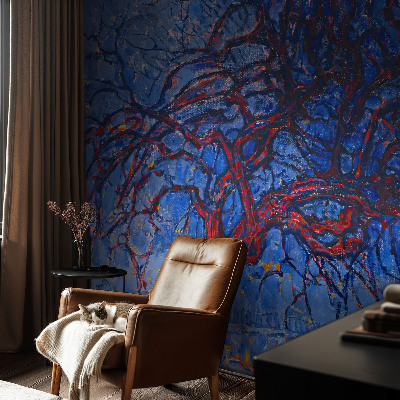 Photo wall mural with a flame tree design