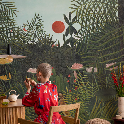 Wallpaper mural with an exotic landscape design