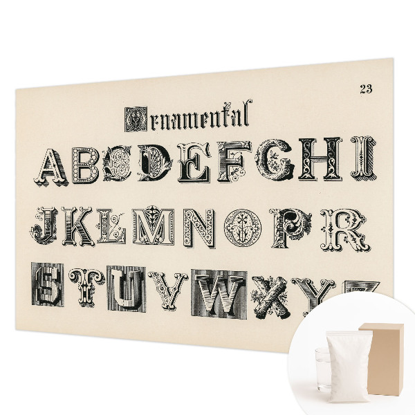 Wall mural for living room featuring decorative letters