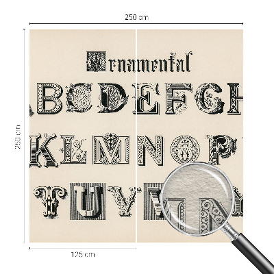 Wall mural for living room featuring decorative letters