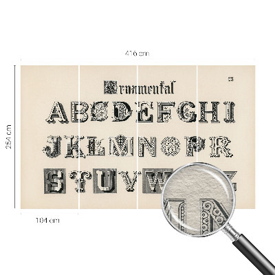 Wall mural for living room featuring decorative letters